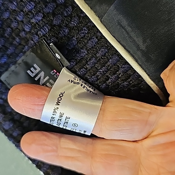 HELENE London career blue/black tweed, jacket with white trim. Size small. - Picture 10 of 11